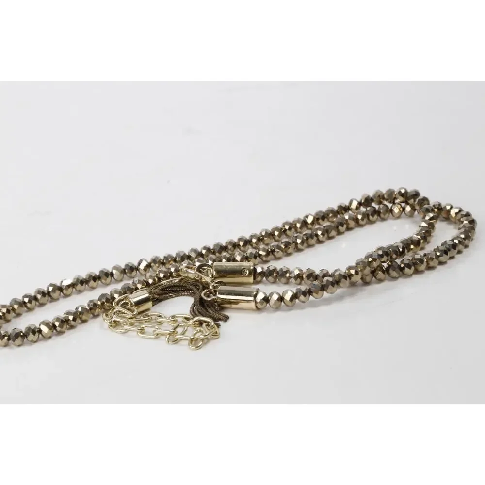 Metallic Gold Beaded Convertible Chain Belt Long Layered Necklace Tassel
